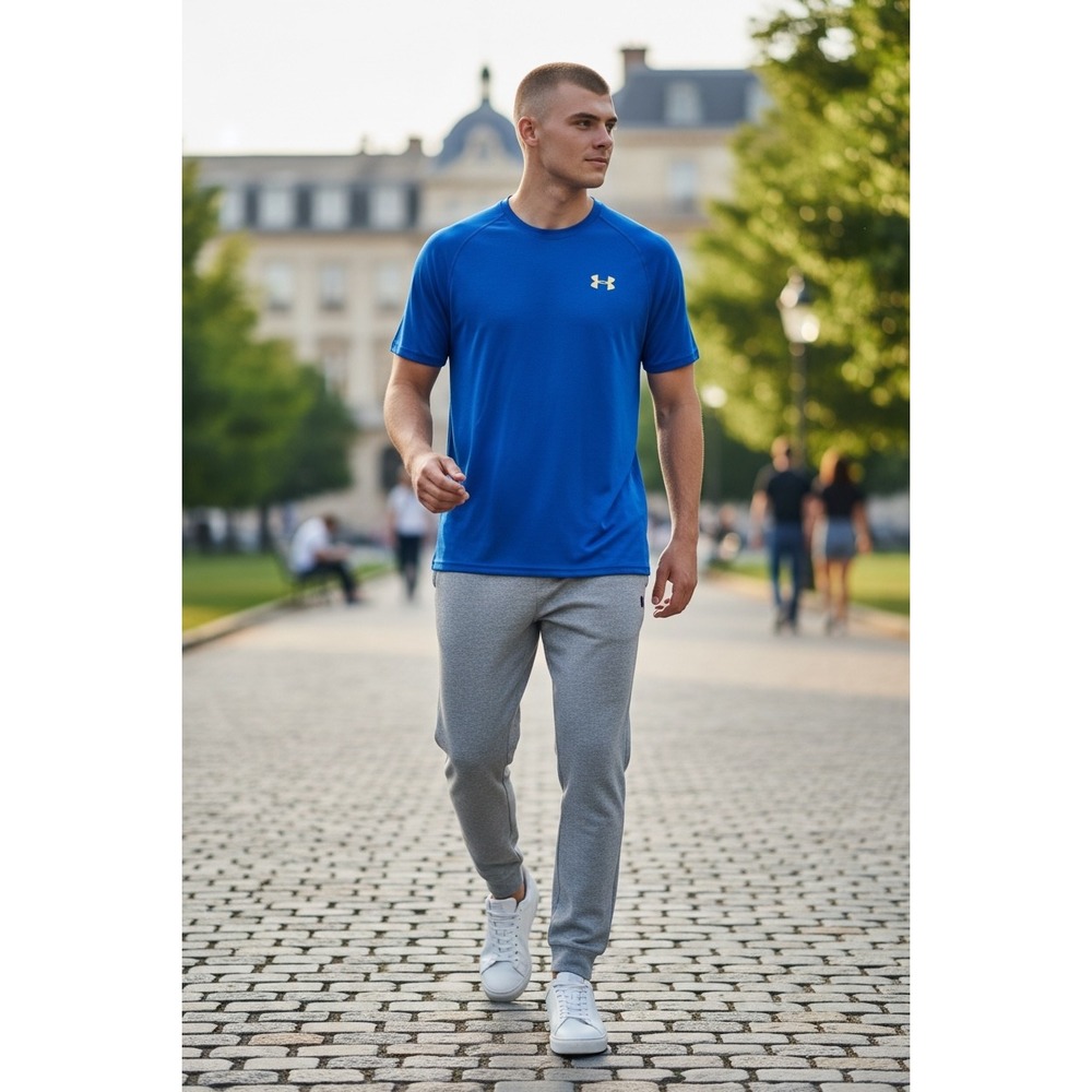Under Armour Mens HeatGear Athletic T-Shirt Royal‎ Blue Raglan Training Top XL